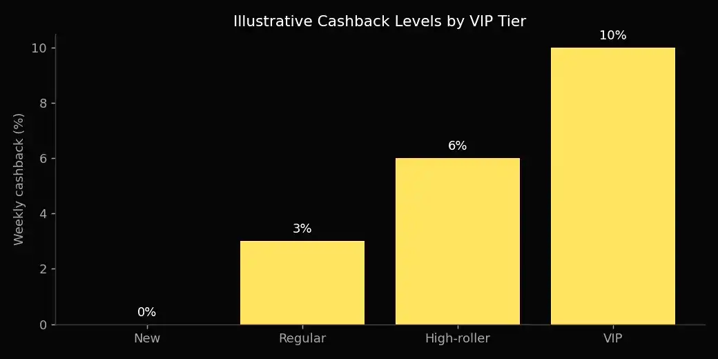 Illustrative loyalty and cashback levels for regulars at Just Casino