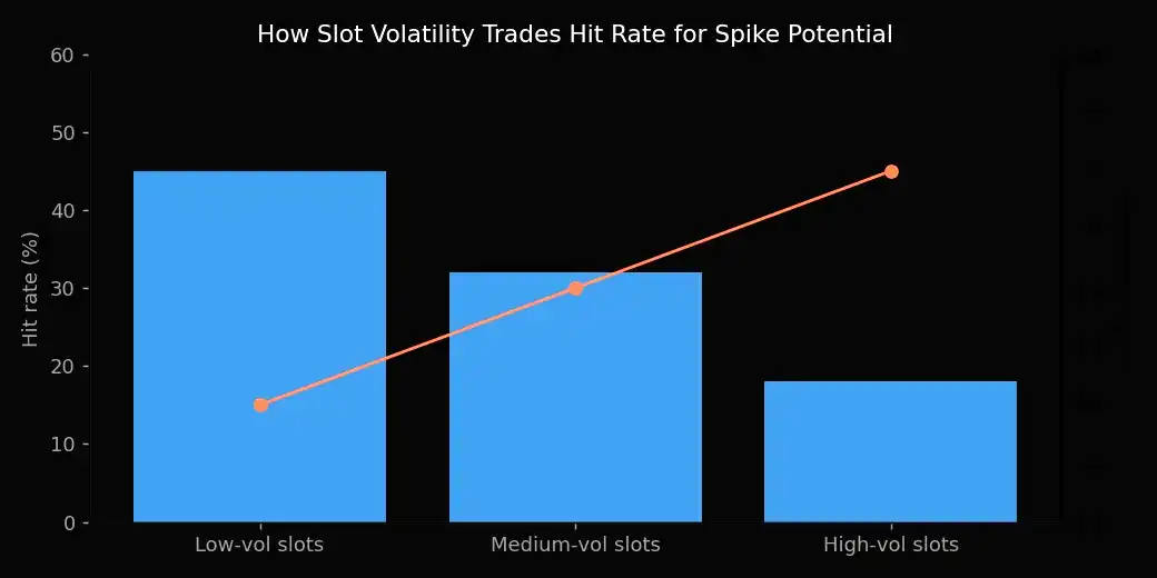 How slot volatility trades hit rate for spike potential at Just Casino