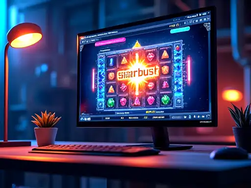 Starburst pokie artwork at Just Casino